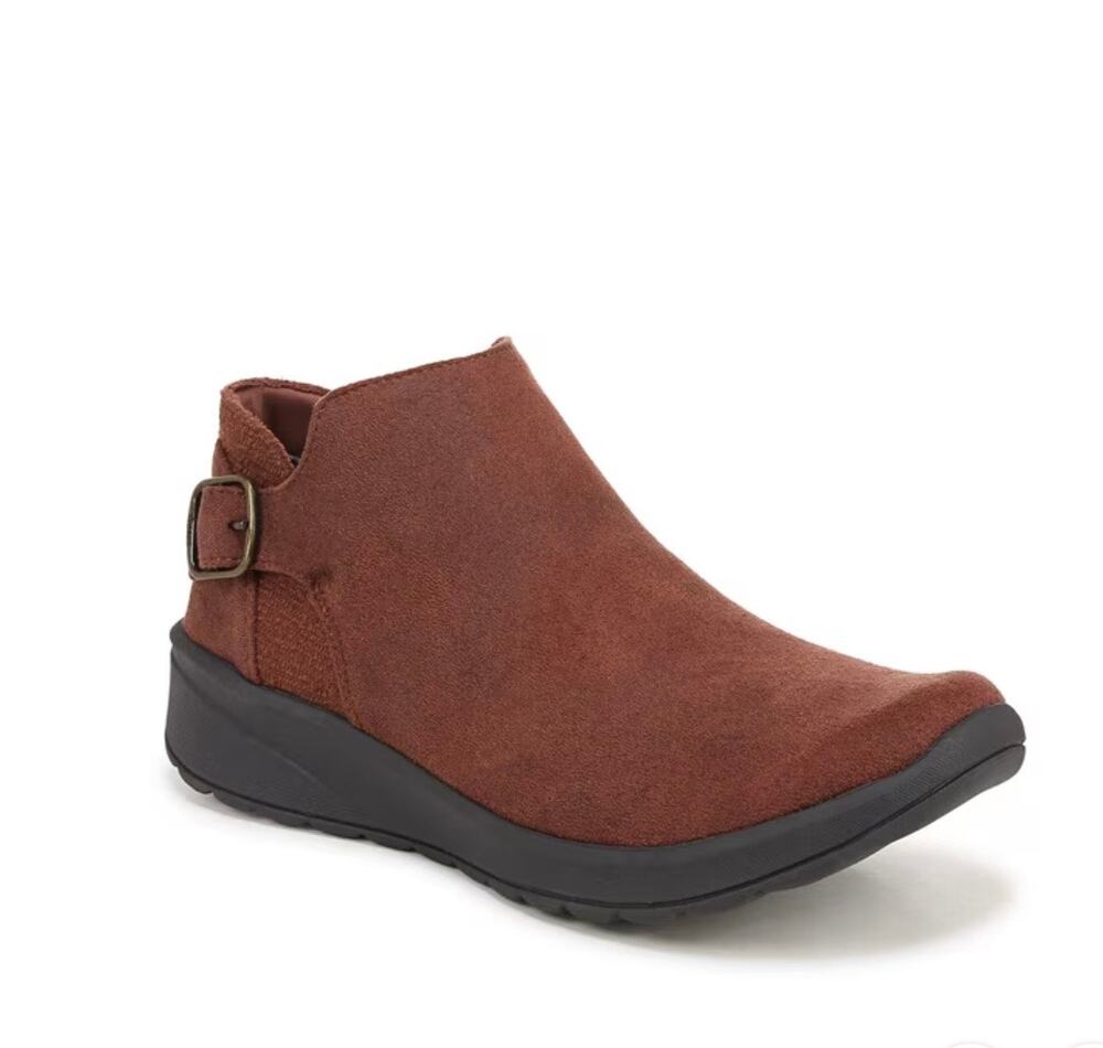 Bzees Get Going Ankle booties comfort shoe brown suede side zip women 7.5